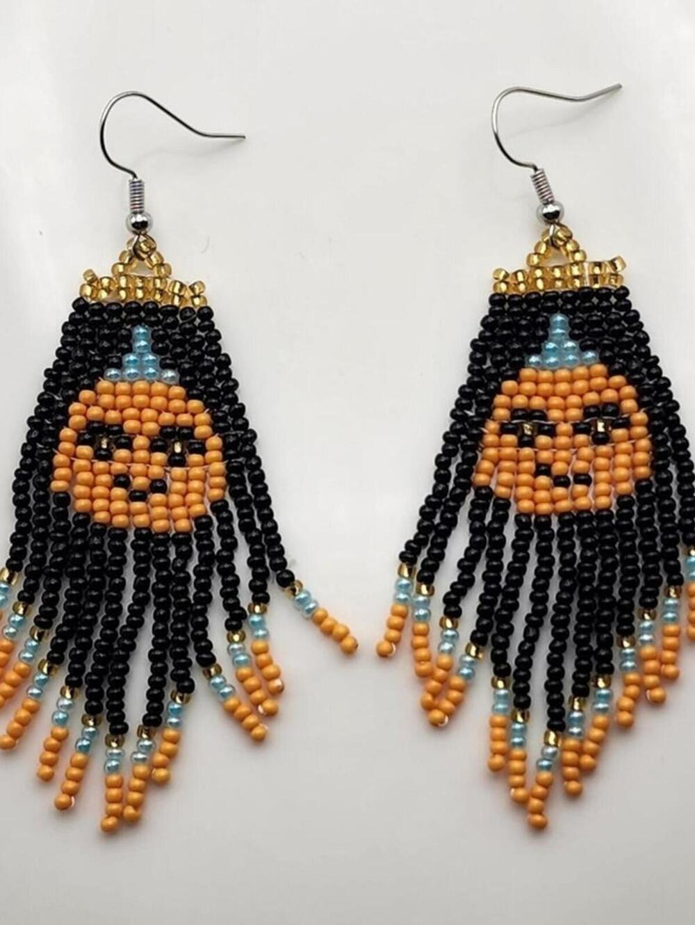 All Hallows Eve Handmade Halloween Beaded Pumpkin Earrings